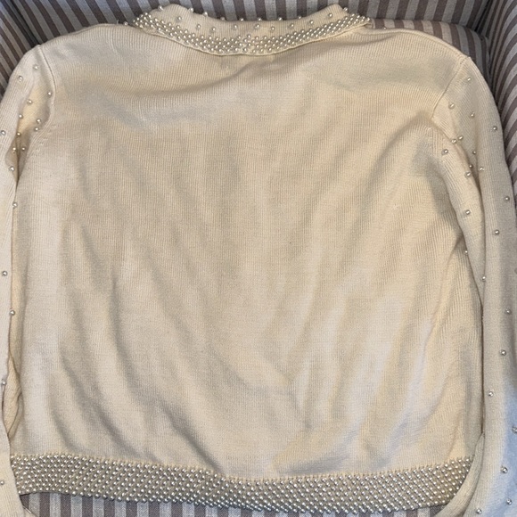 Vintage Women’s Pearl Embellished Off White Cardigan Sweater- Medium - Picture 8 of 8